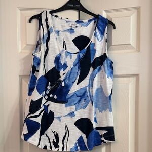 Chico's Navy and Blue Abstract Print Tank